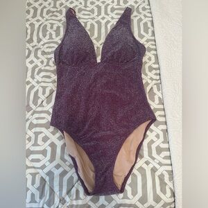 J. Crew Iris (Purple) One Piece Swimsuit with Plunging V-Neck